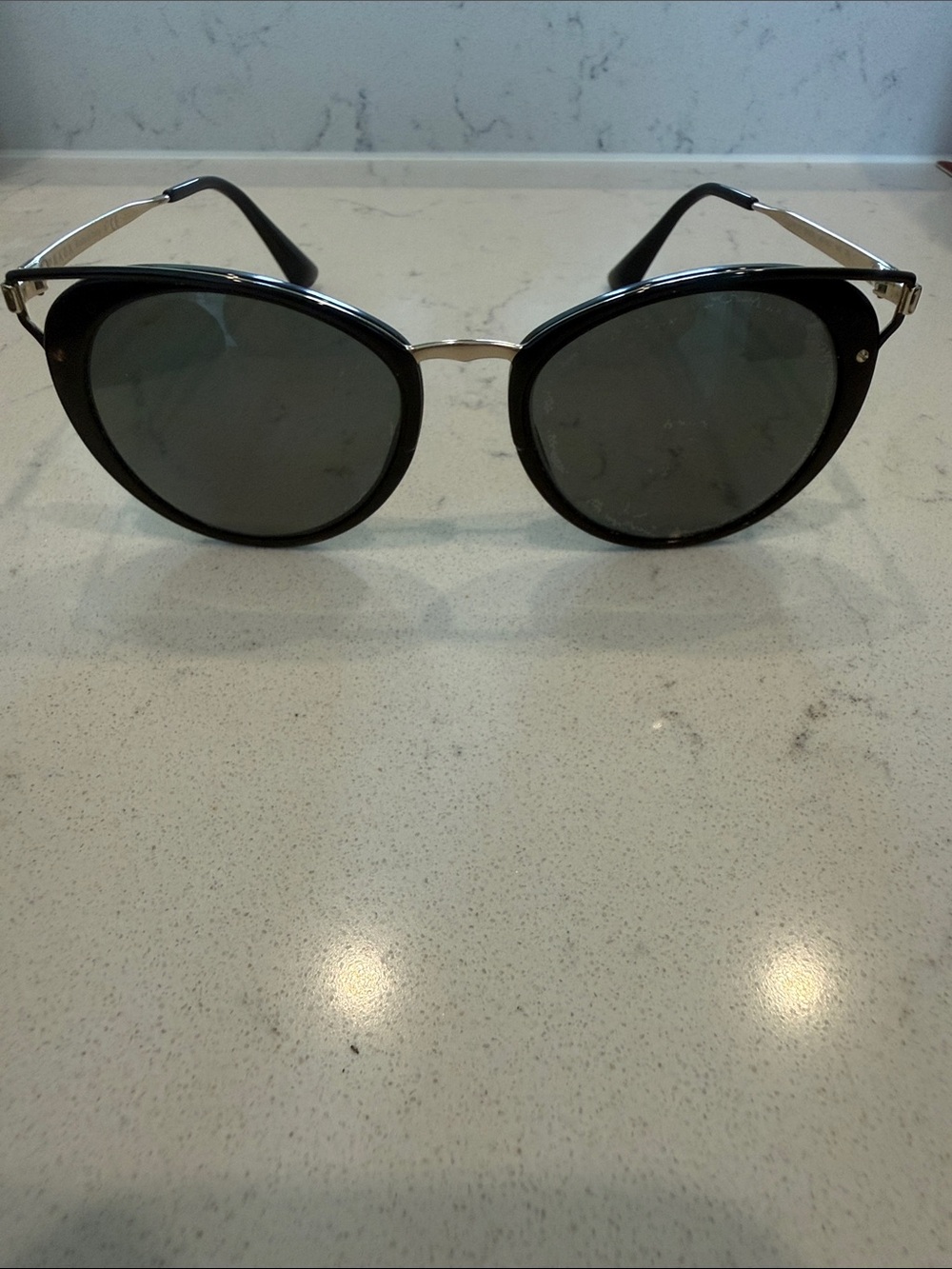 Prada Black Frame Sunglasses with Green Lenses, prescription